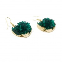 Irregular Emerald Druzy Stone Earrings